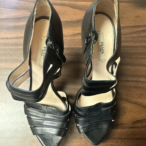 Prada Black Strappy Cage High-Heel Sandal Size 38 - Picture 3 of 6